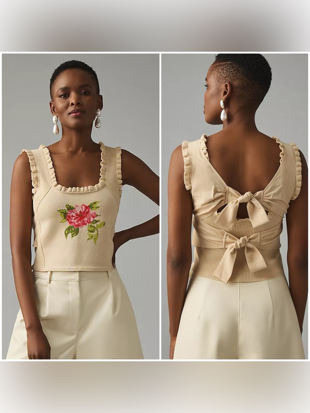 BY ANTHROPOLOGIE - BOW BACK SWEATER TANK. XL